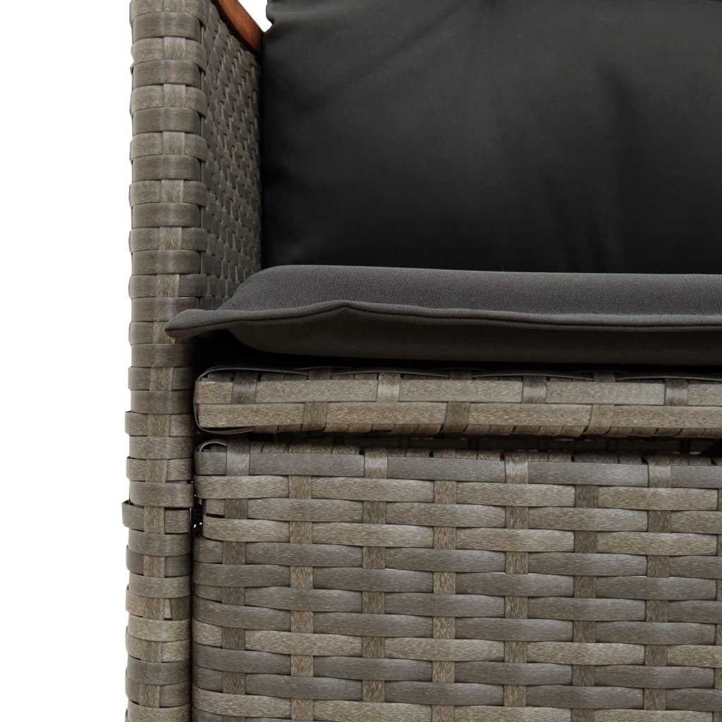 7 részes szürke polyrattan kerti étkezőgarnitúra párnával