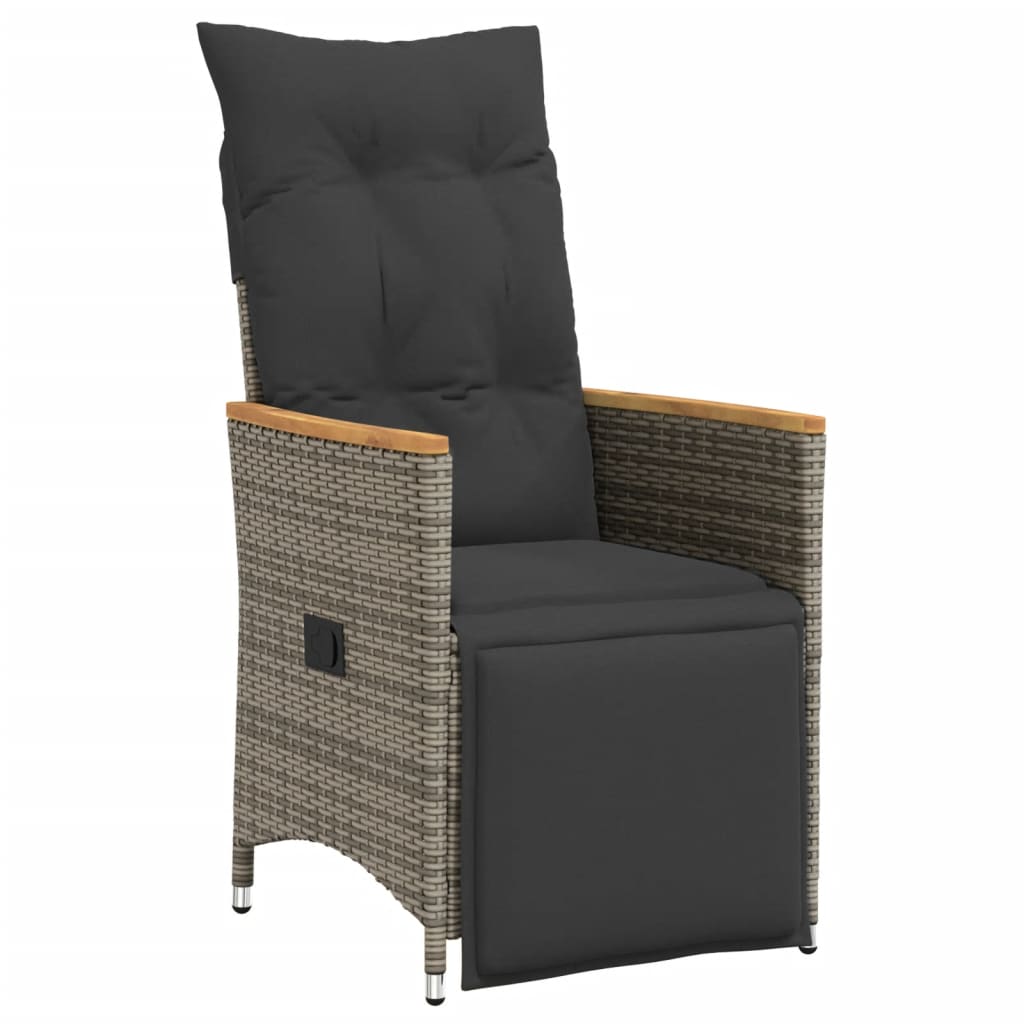 7 részes szürke polyrattan kerti étkezőgarnitúra párnával