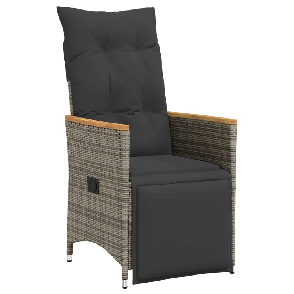 9 részes szürke polyrattan kerti étkezőgarnitúra párnával