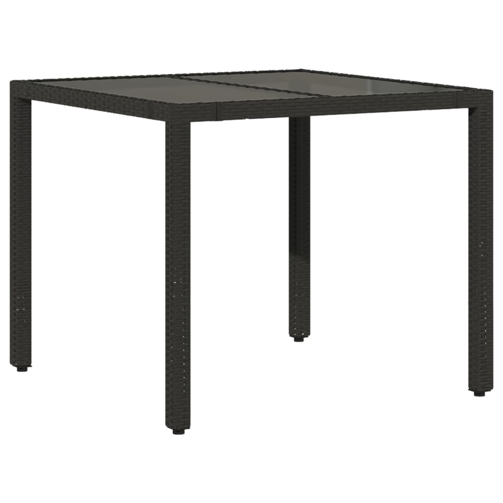 5 részes fekete polyrattan kerti étkezőgarnitúra párnákkal