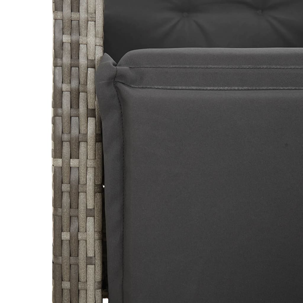 3 részes szürke polyrattan kerti bisztrógarnitúra párnákkal