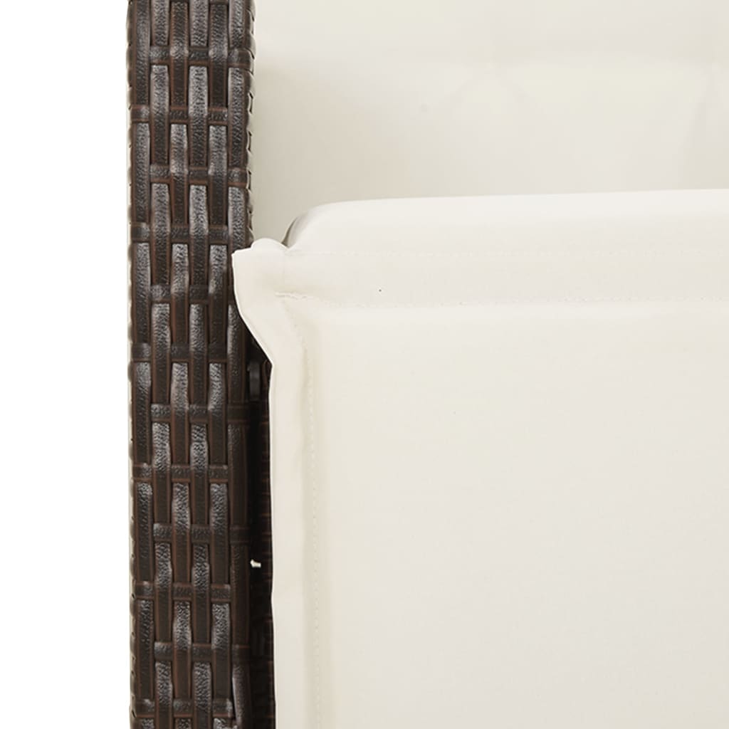 5 részes barna polyrattan kerti bisztrógarnitúra párnákkal