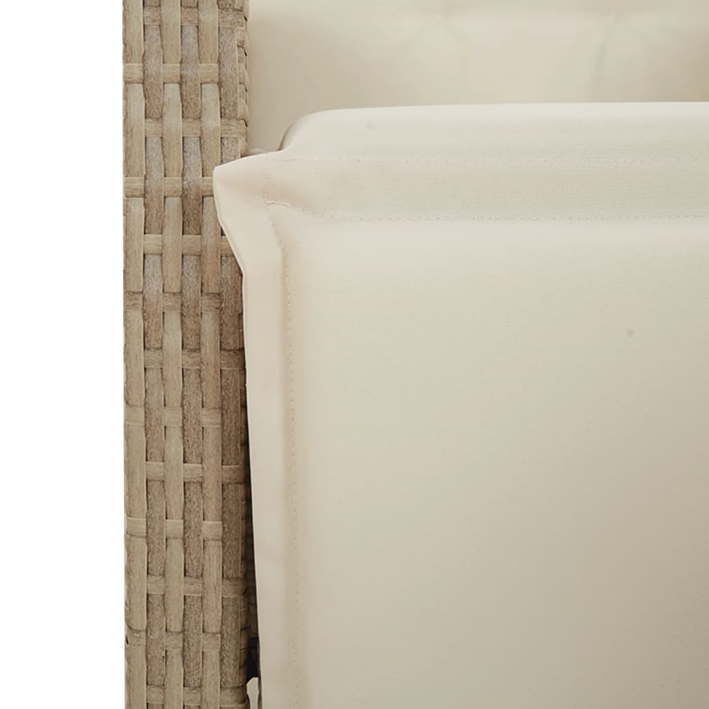 5 részes bézs polyrattan kerti bisztrógarnitúra párnákkal