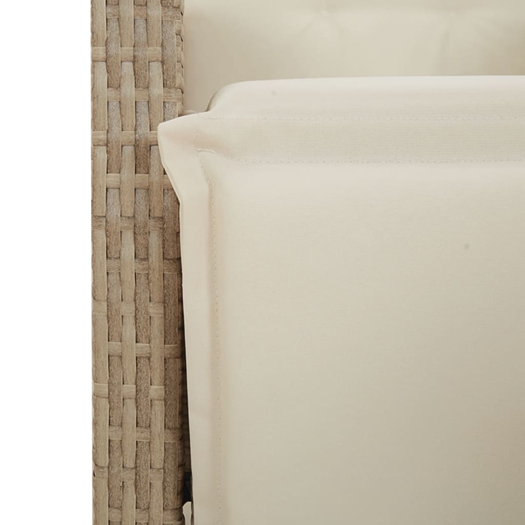 7 részes bézs polyrattan kerti bisztrógarnitúra párnákkal
