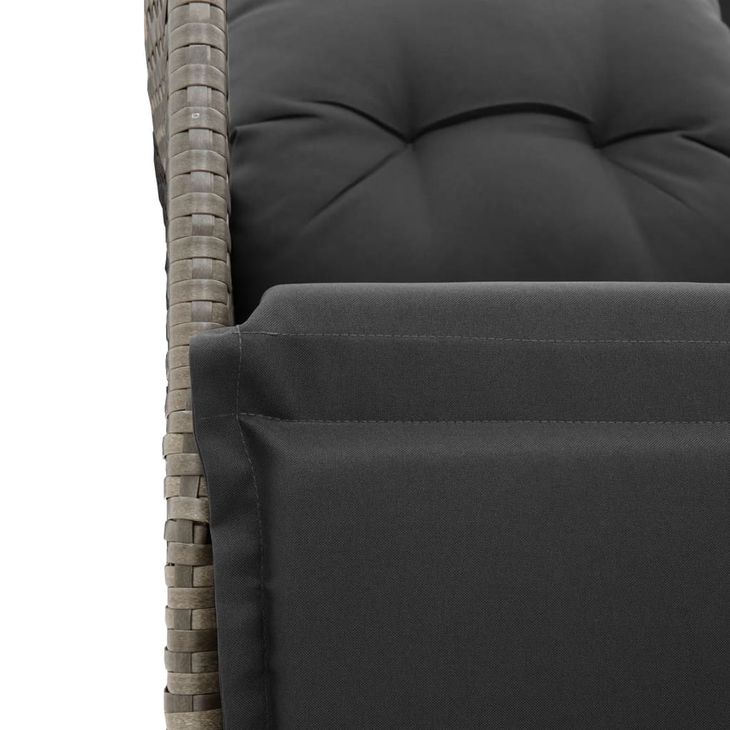 3 részes szürke polyrattan kerti bisztrógarnitúra párnákkal