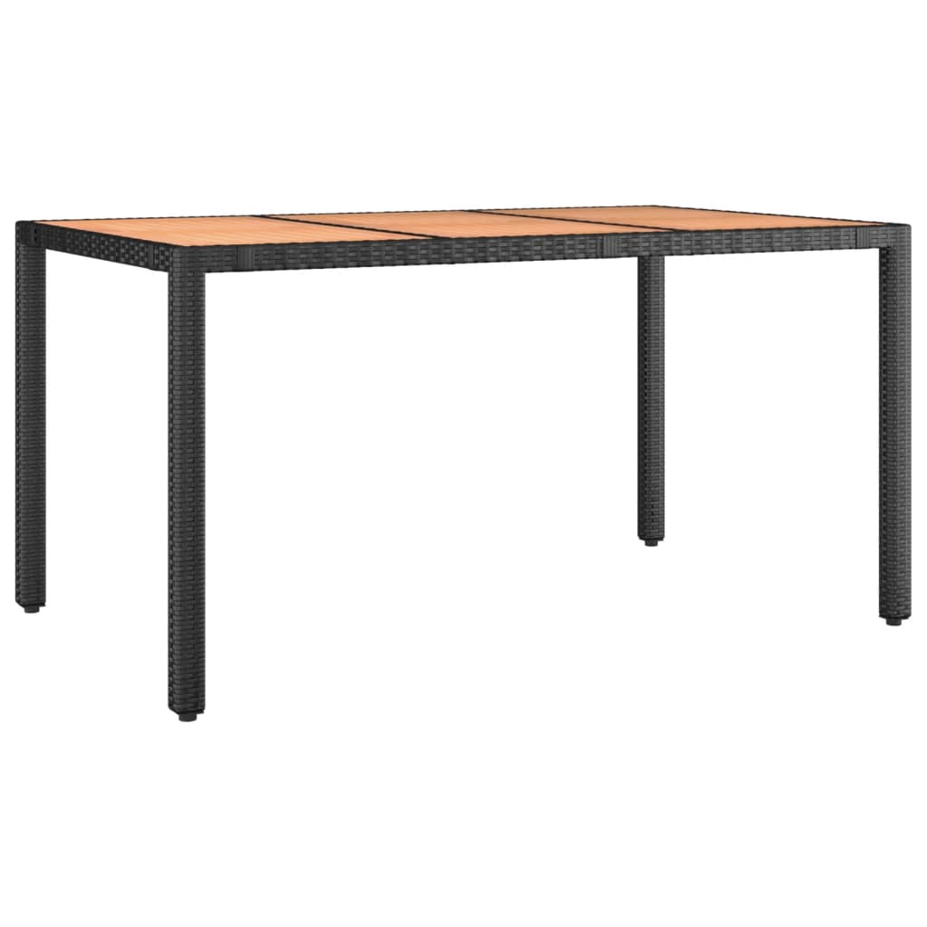 7 részes fekete polyrattan kerti bisztrógarnitúra párnákkal