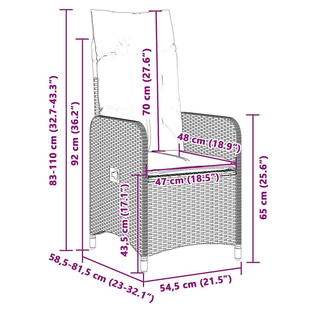5 részes barna polyrattan kerti bisztrógarnitúra párnákkal