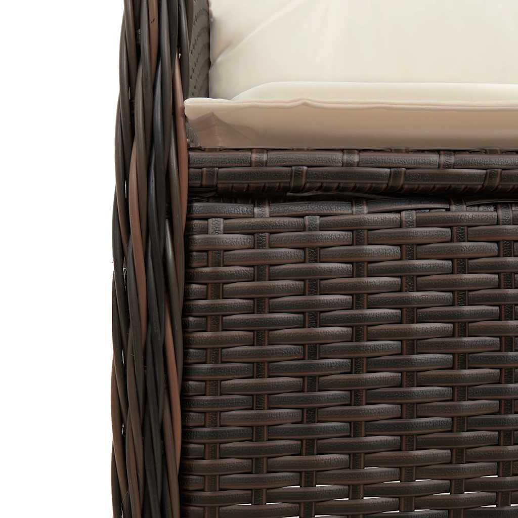 7 részes barna polyrattan kerti bisztrógarnitúra párnákkal