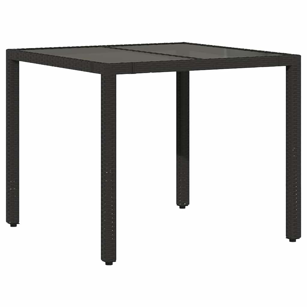 5 részes fekete polyrattan kerti bisztrógarnitúra párnákkal