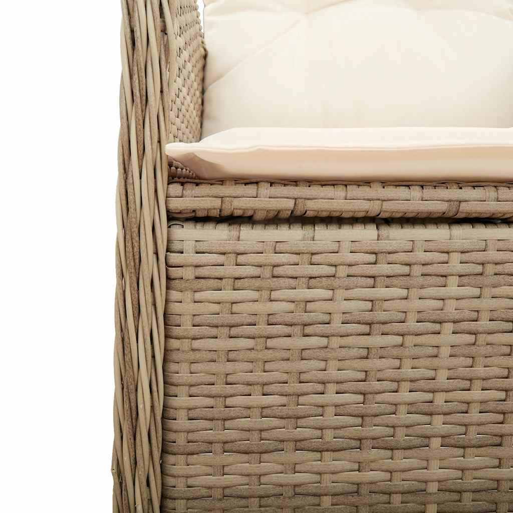 11 részes bézs polyrattan kerti bisztrógarnitúra párnákkal