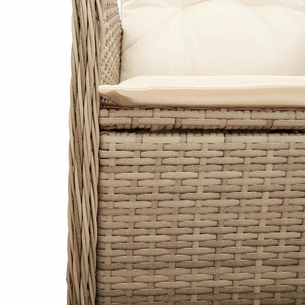 11 részes bézs polyrattan kerti bisztrógarnitúra párnákkal