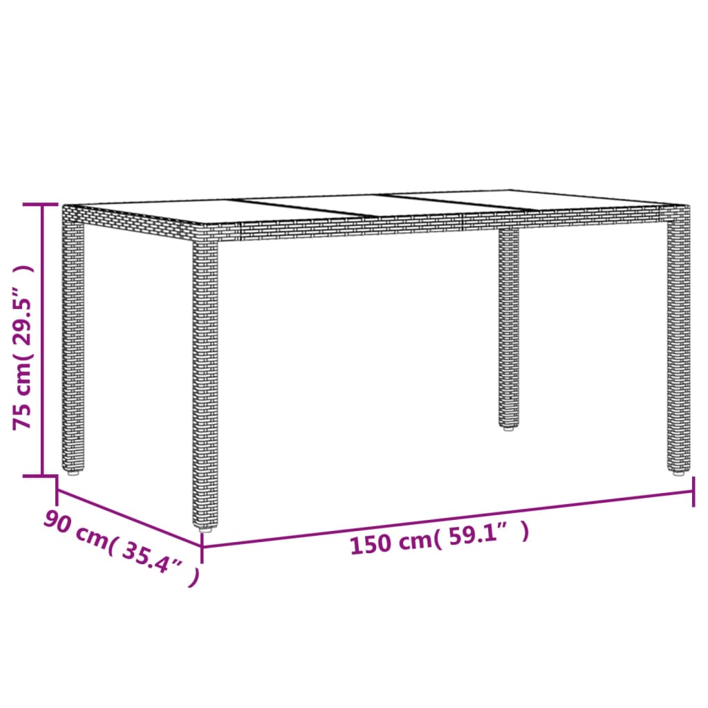 5 részes fekete polyrattan/üveg kerti étkezőgarnitúra párnákkal
