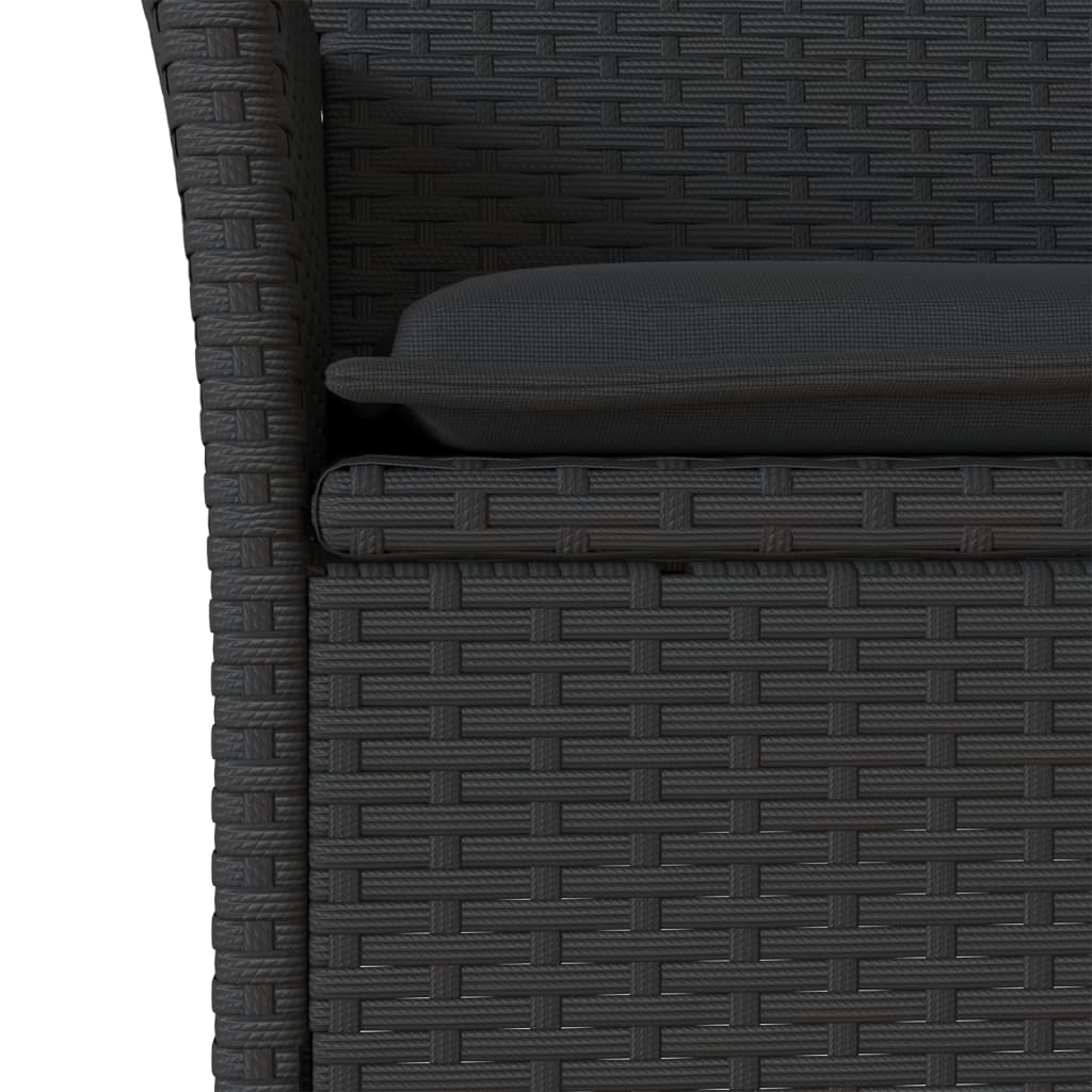 3 részes fekete polyrattan/üveg kerti étkezőgarnitúra párnákkal