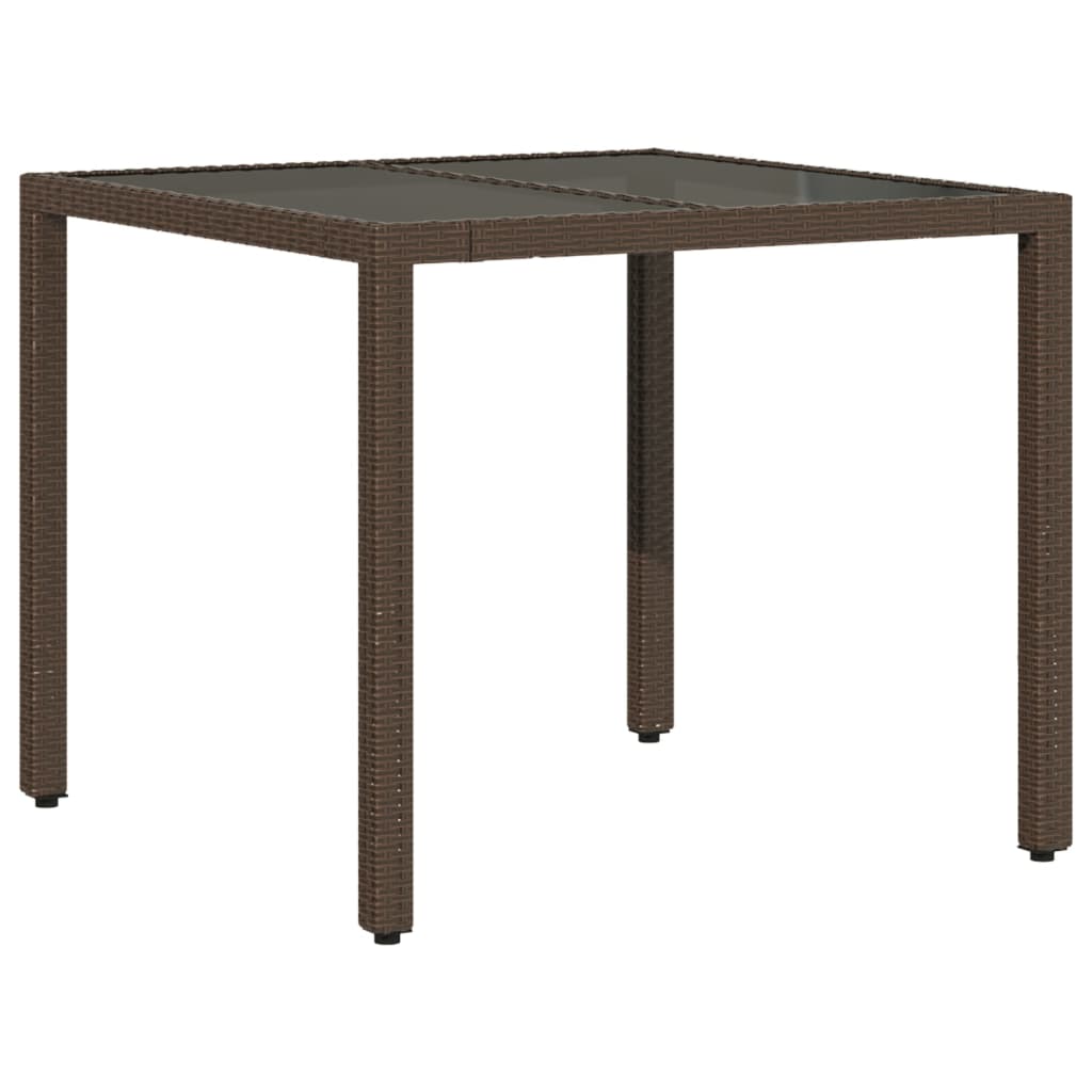 3 részes barna polyrattan/üveg kerti étkezőgarnitúra párnával