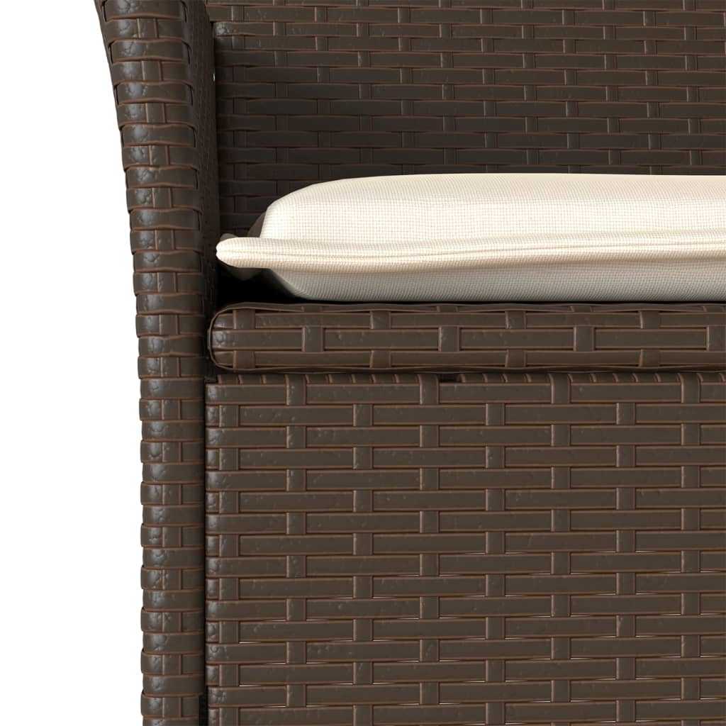 3 részes barna polyrattan/üveg kerti étkezőgarnitúra párnával