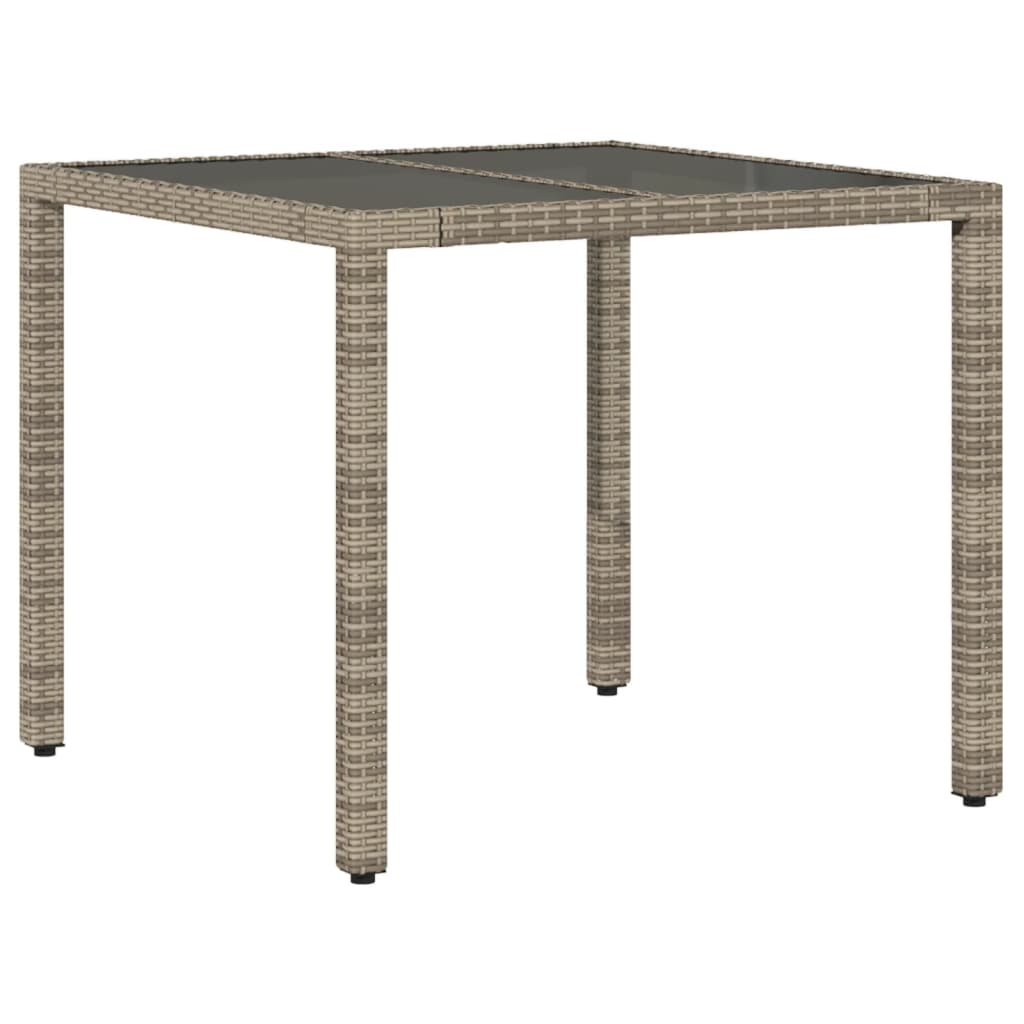 5 részes szürke polyrattan/üveg kerti étkezőgarnitúra párnával