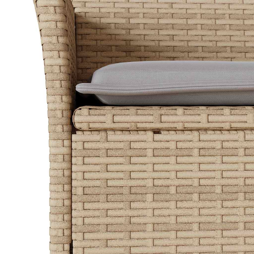 9 részes bézs polyrattan/üveg kerti étkezőgarnitúra párnákkal