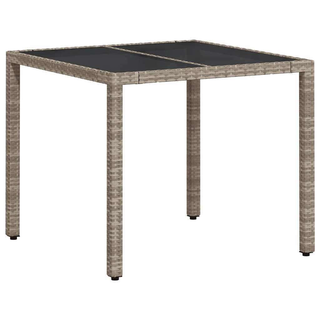3 részes szürke polyrattan/üveg kerti étkezőgarnitúra párnával