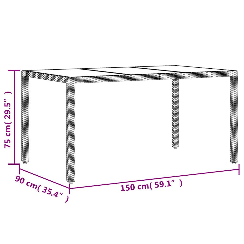 7 részes szürke polyrattan/üveg kerti étkezőgarnitúra párnákkal