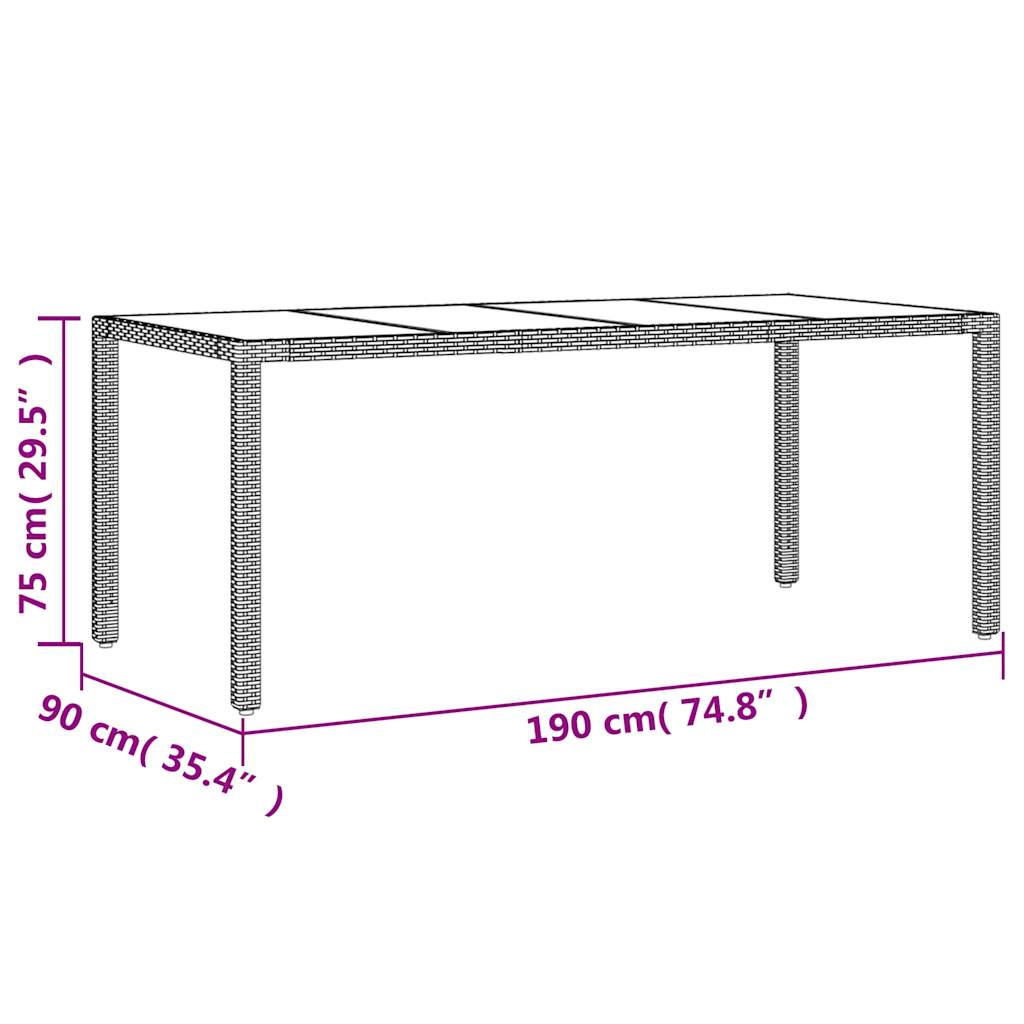 7 részes szürke polyrattan/üveg kerti étkezőgarnitúra párnákkal