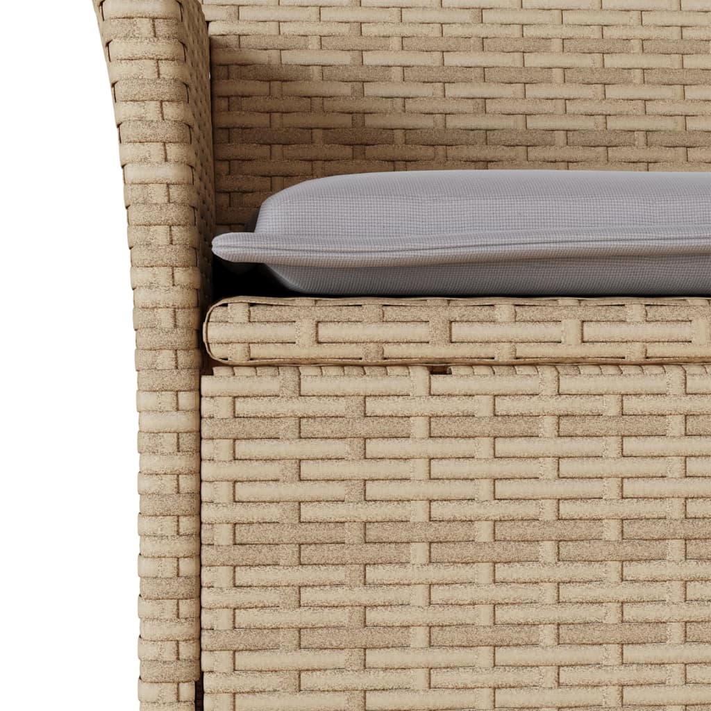 11 részes bézs polyrattan/üveg kerti étkezőgarnitúra párnákkal