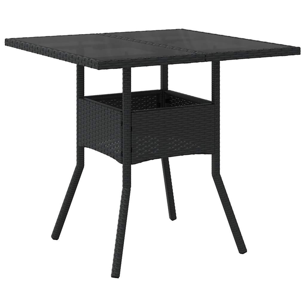 5 részes fekete polyrattan/üveg kerti étkezőgarnitúra párnákkal