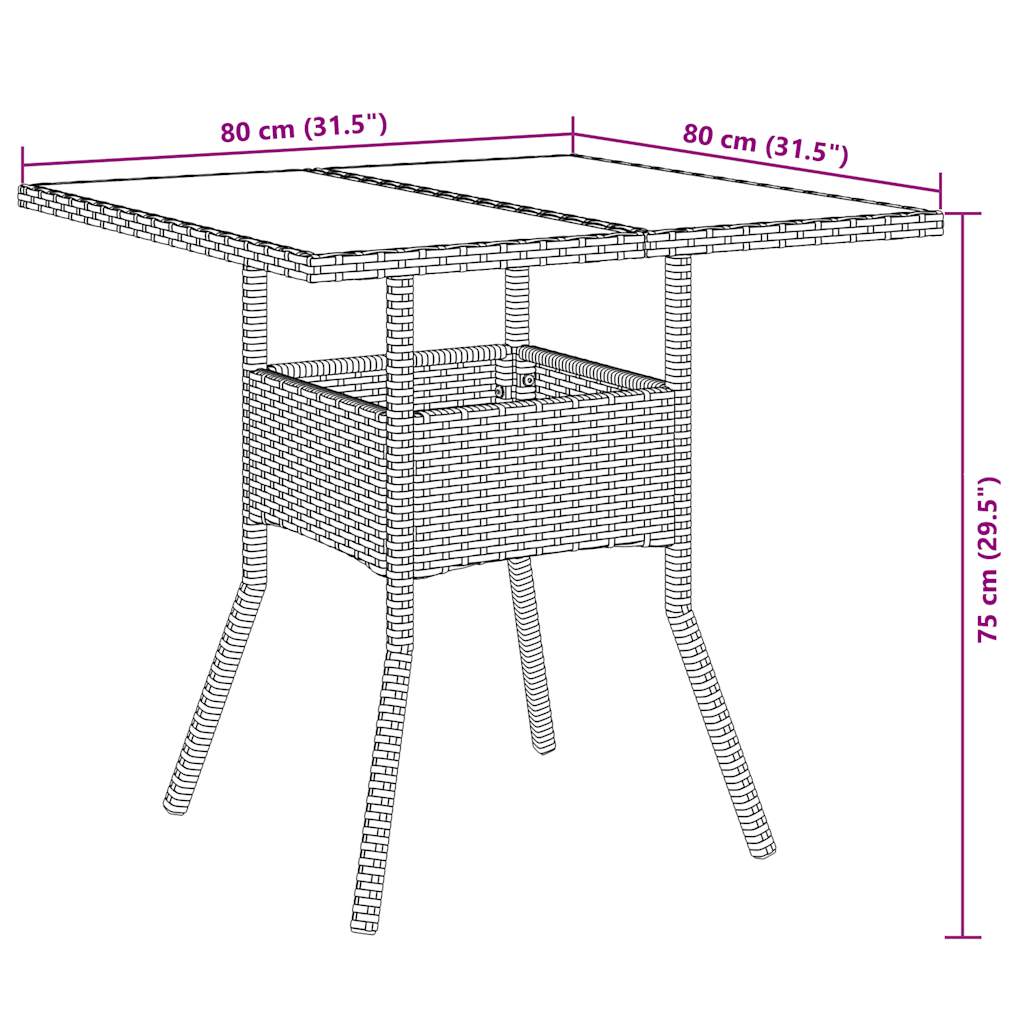 5 részes fekete polyrattan/üveg kerti étkezőgarnitúra párnákkal