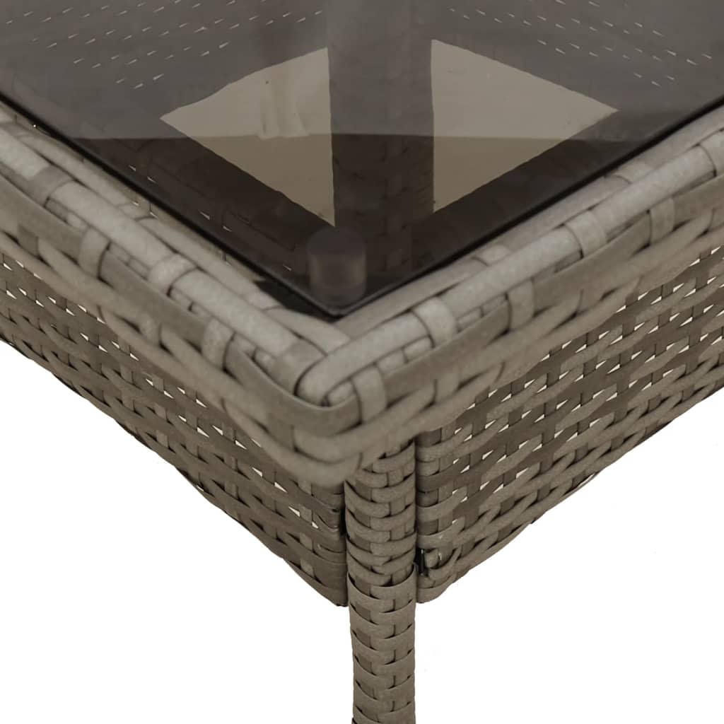5 részes szürke polyrattan/üveg kerti étkezőgarnitúra párnával