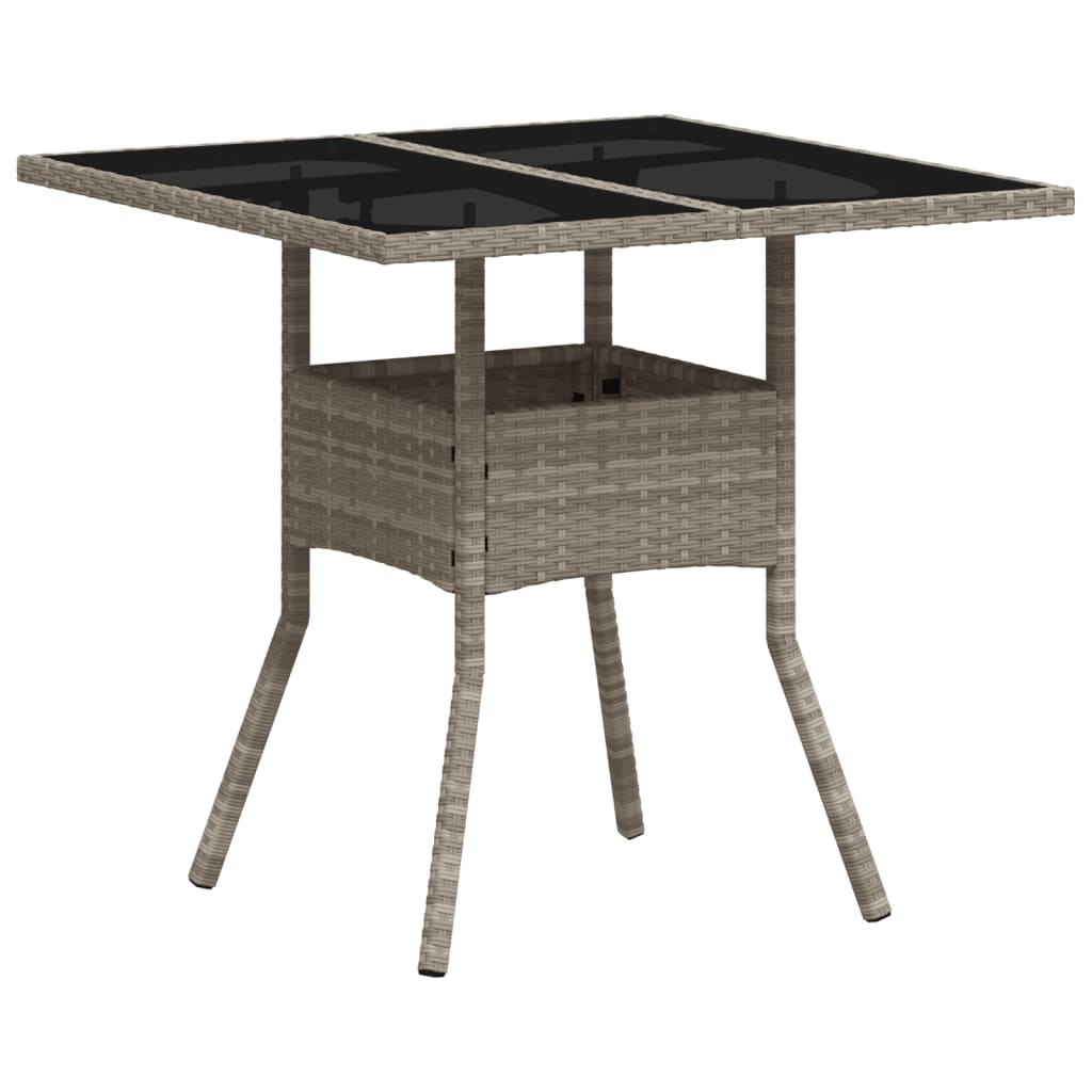 5 részes szürke polyrattan/üveg kerti étkezőgarnitúra párnával