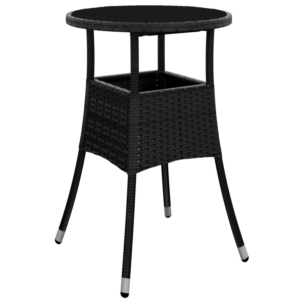 3 részes fekete polyrattan/üveg kerti étkezőgarnitúra párnákkal