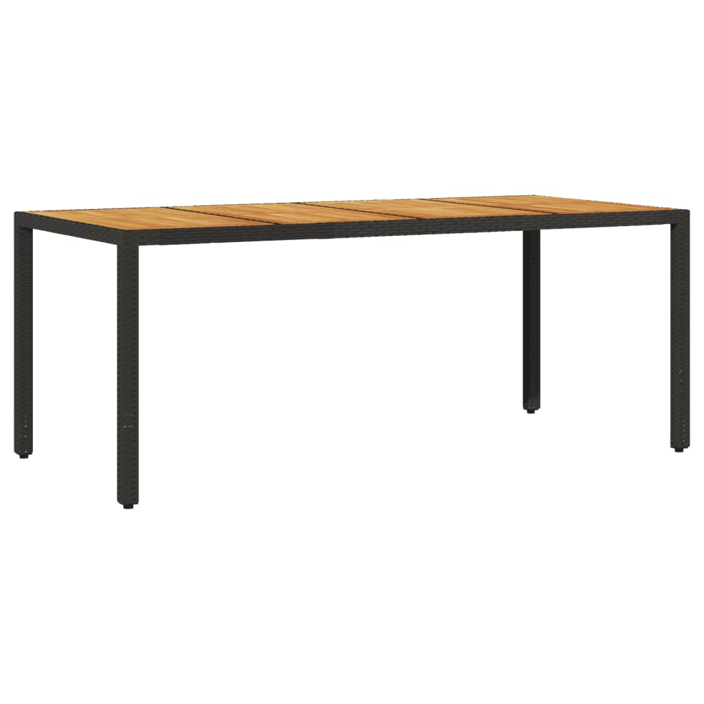 9részes fekete polyrattan/akácfa kerti étkezőgarnitúra párnákkal