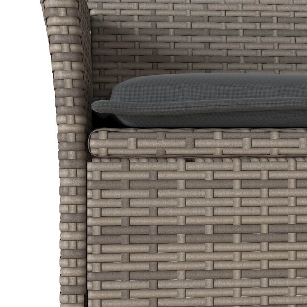 5részes szürke polyrattan/akácfa kerti étkezőgarnitúra párnával