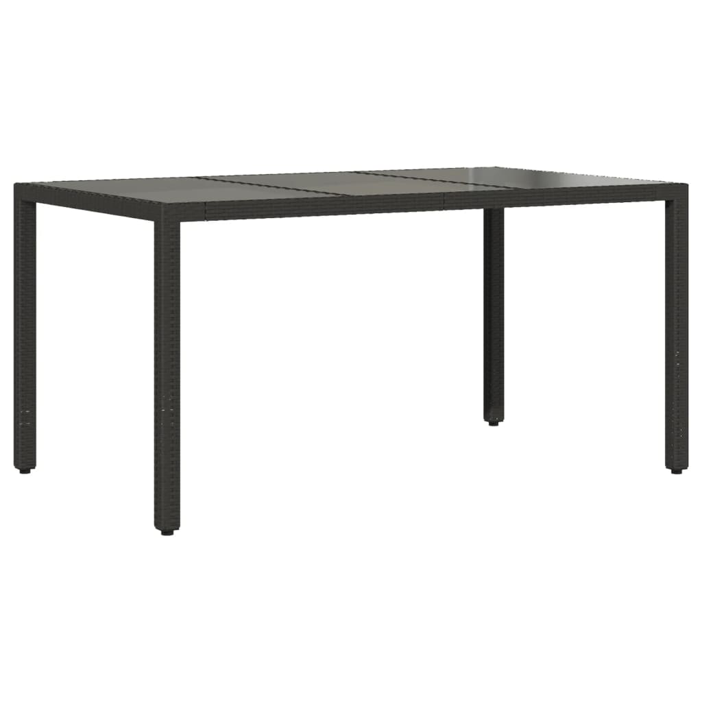 7 részes fekete polyrattan/üveg kerti étkezőgarnitúra párnával