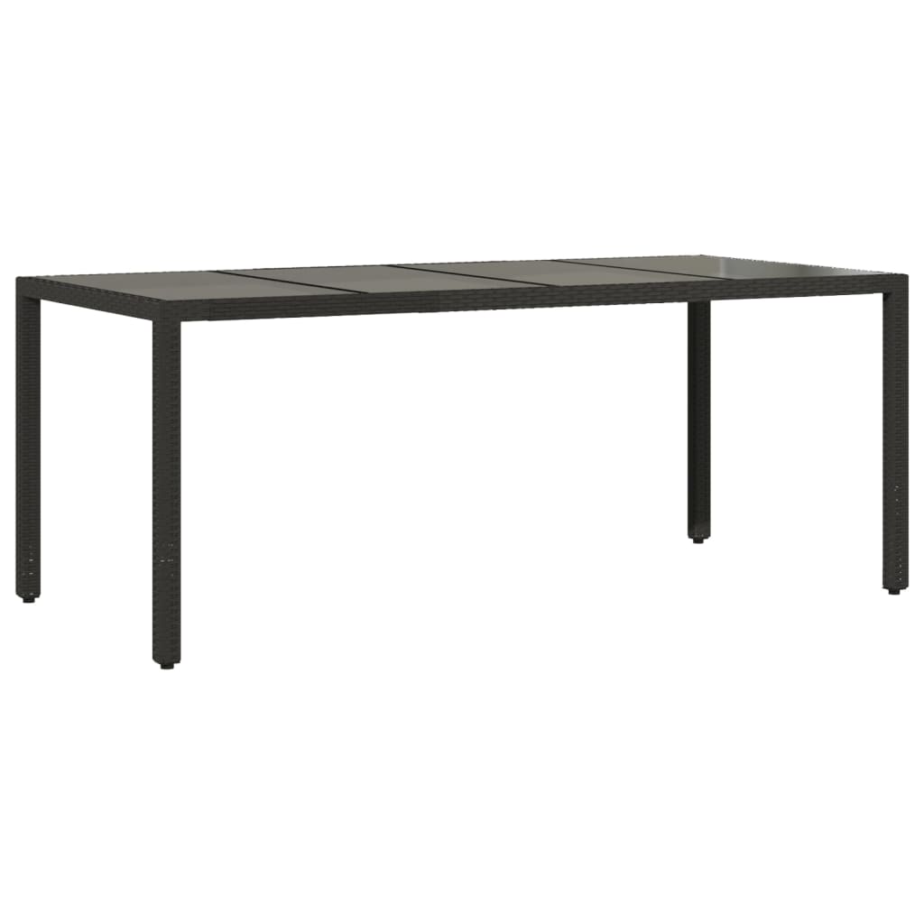 9 részes fekete polyrattan/üveg kerti étkezőgarnitúra párnákkal