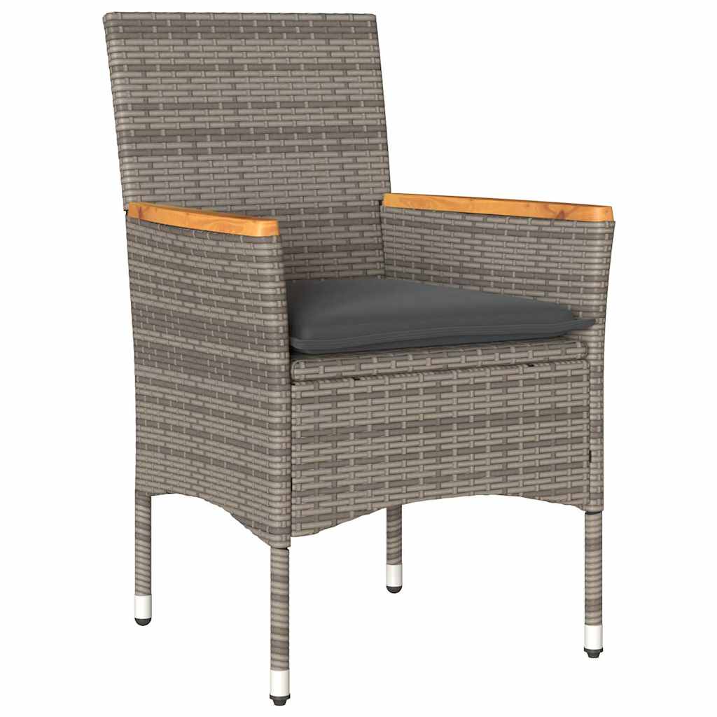 3 részes szürke polyrattan/üveg kerti étkezőgarnitúra párnával