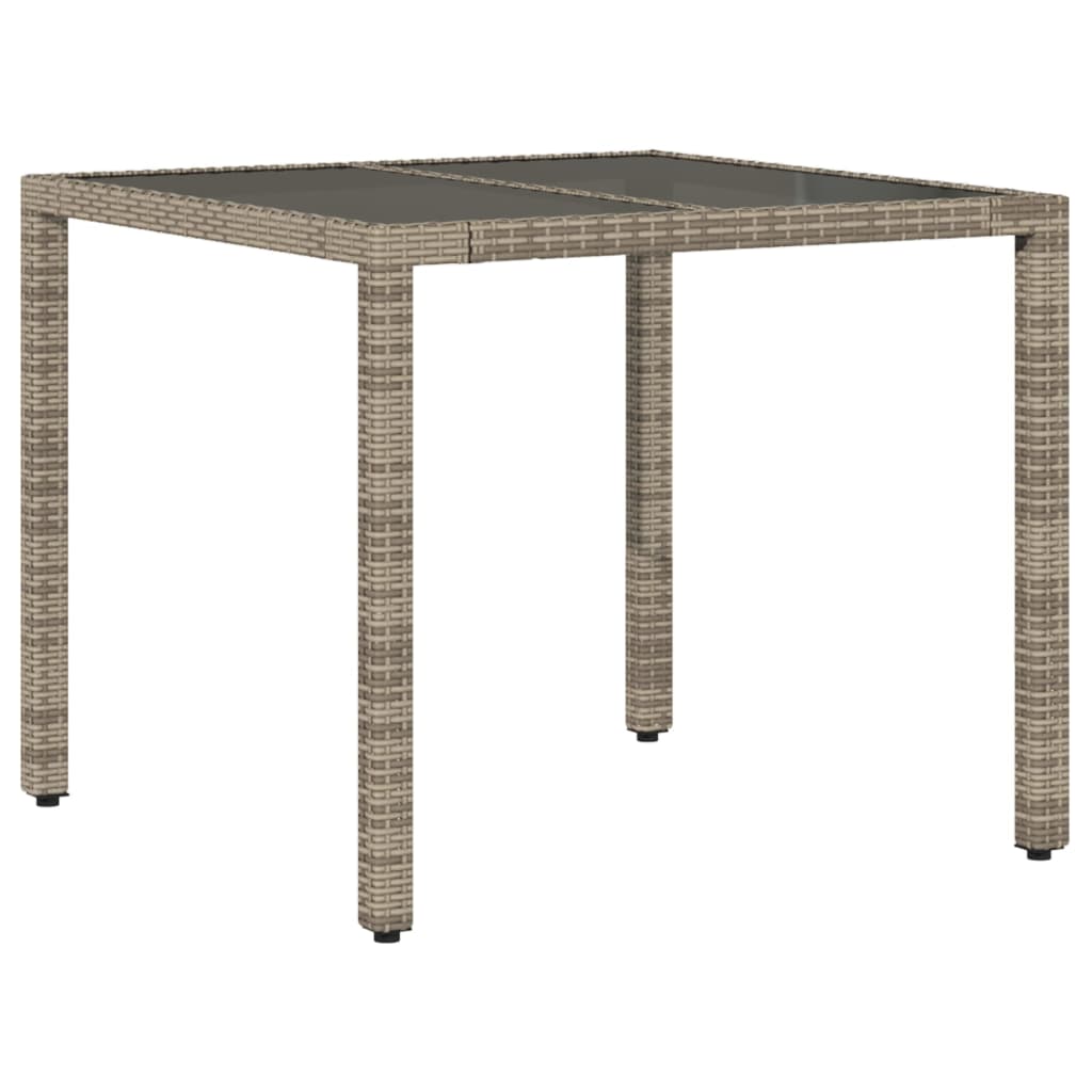 5 részes szürke polyrattan/üveg kerti étkezőgarnitúra párnával