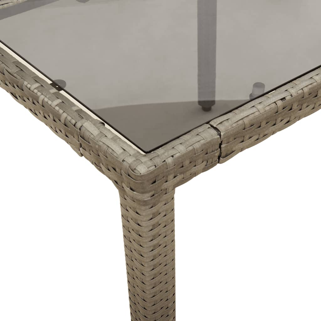 9 részes szürke polyrattan/üveg kerti étkezőgarnitúra párnával