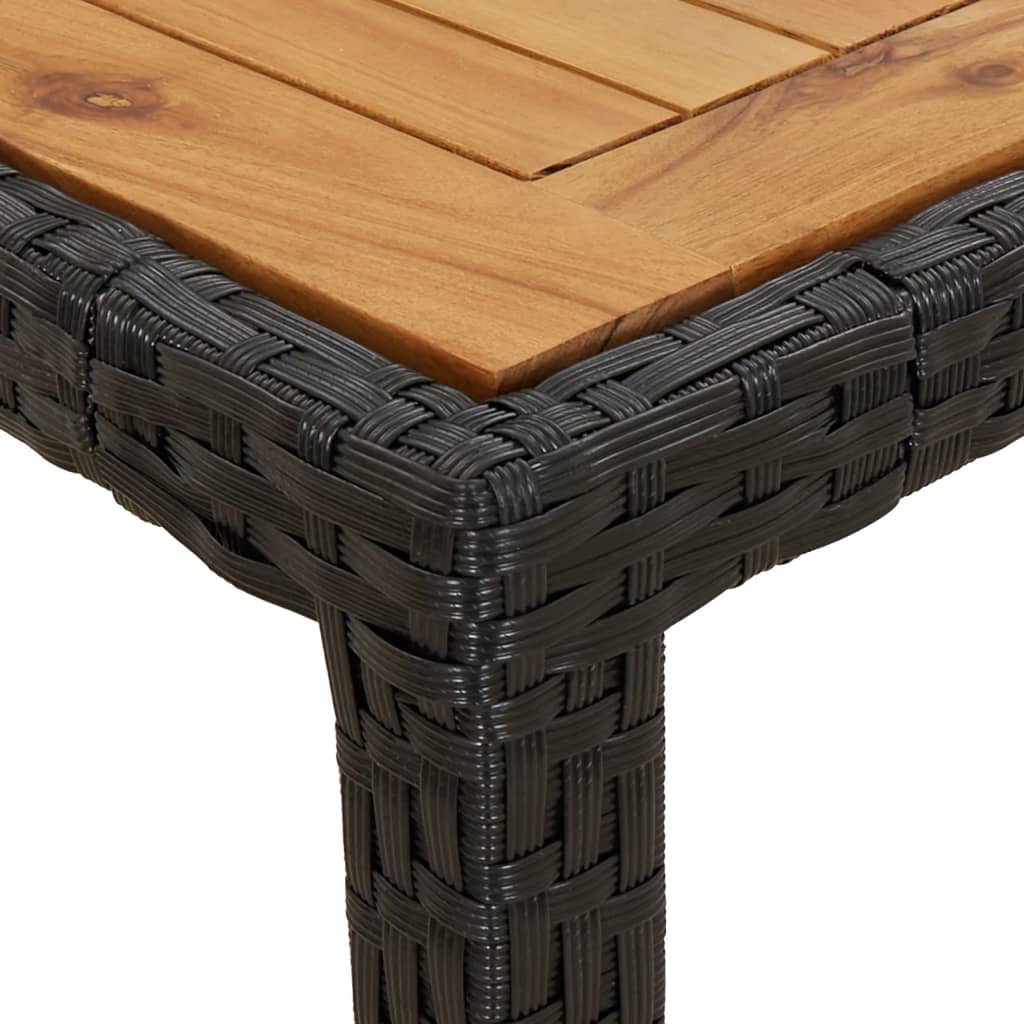 3részes fekete polyrattan/akácfa kerti étkezőgarnitúra párnákkal