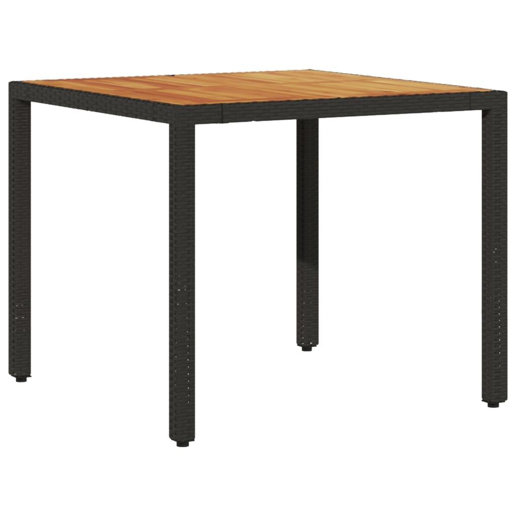 3részes fekete polyrattan/akácfa kerti étkezőgarnitúra párnákkal