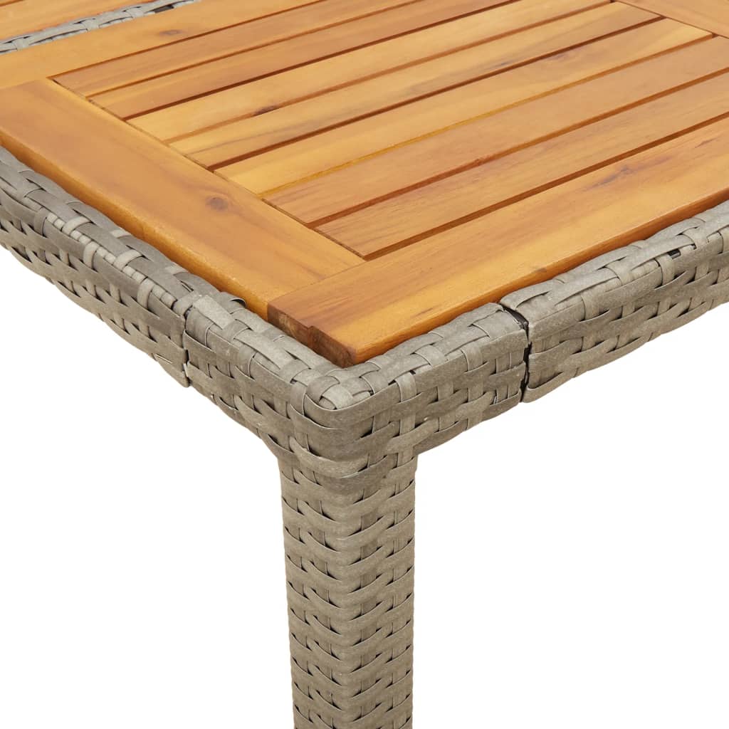 5részes szürke polyrattan/akácfa kerti étkezőgarnitúra párnával
