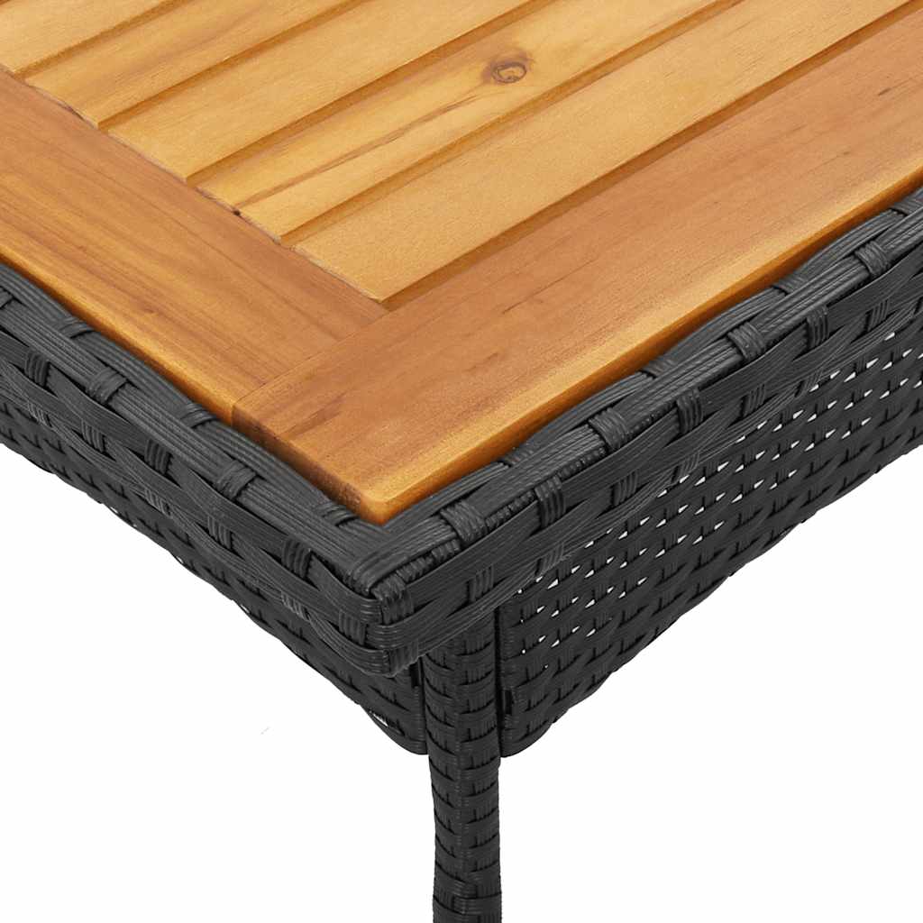 5részes fekete polyrattan/akácfa kerti étkezőgarnitúra párnákkal
