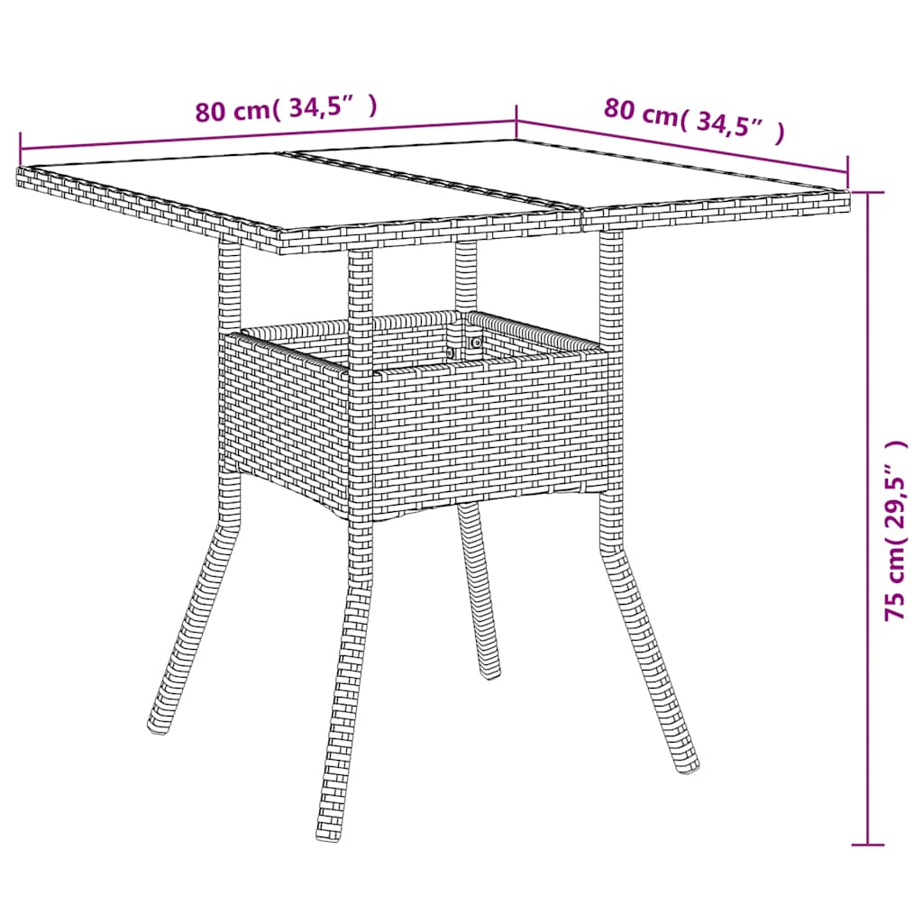 5részes fekete polyrattan/akácfa kerti étkezőgarnitúra párnákkal
