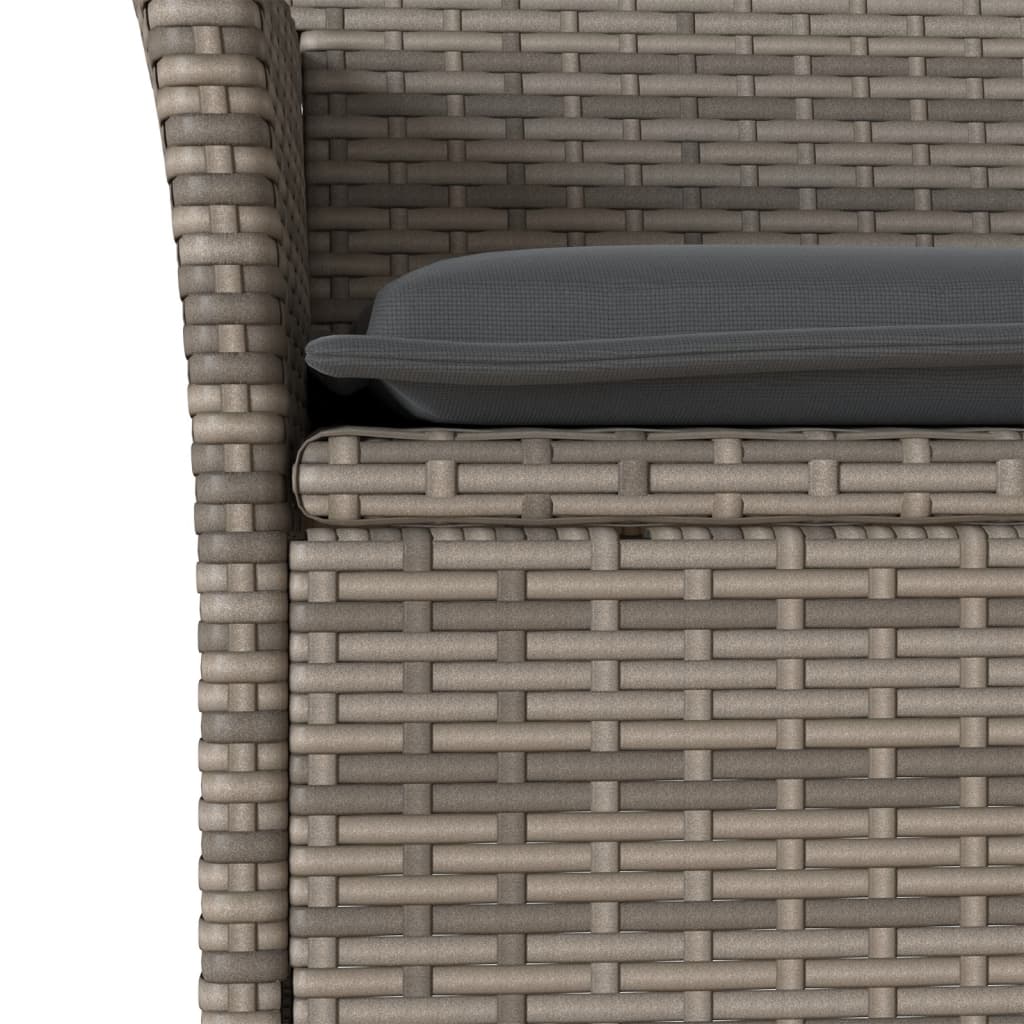 5részes szürke polyrattan/akácfa kerti étkezőgarnitúra párnával