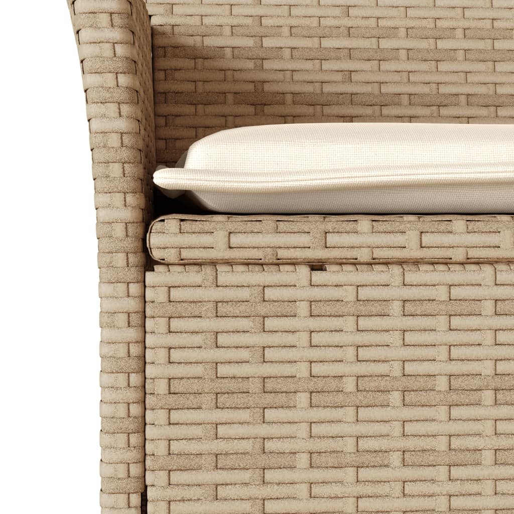 5 részes bézs polyrattan/akácfa kerti étkezőgarnitúra párnákkal