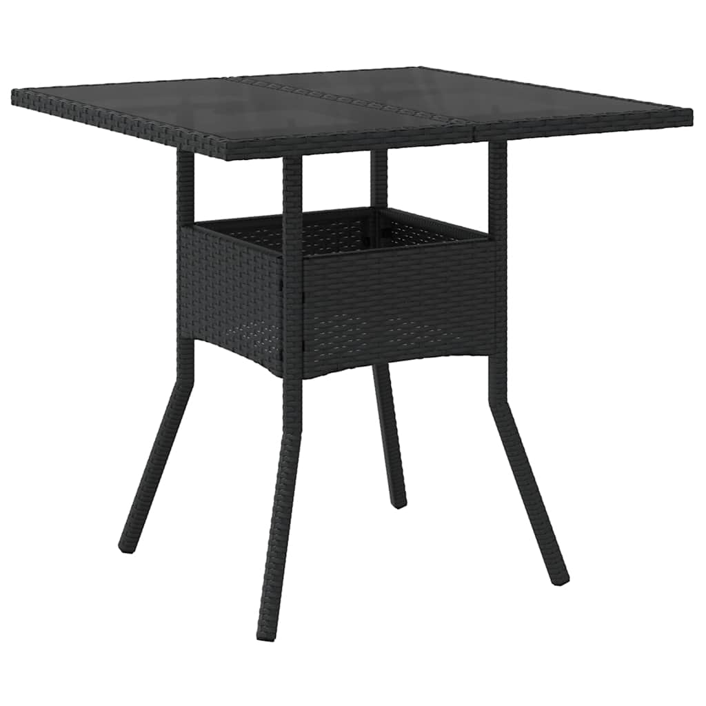 5 részes fekete polyrattan/üveg kerti étkezőgarnitúra párnákkal
