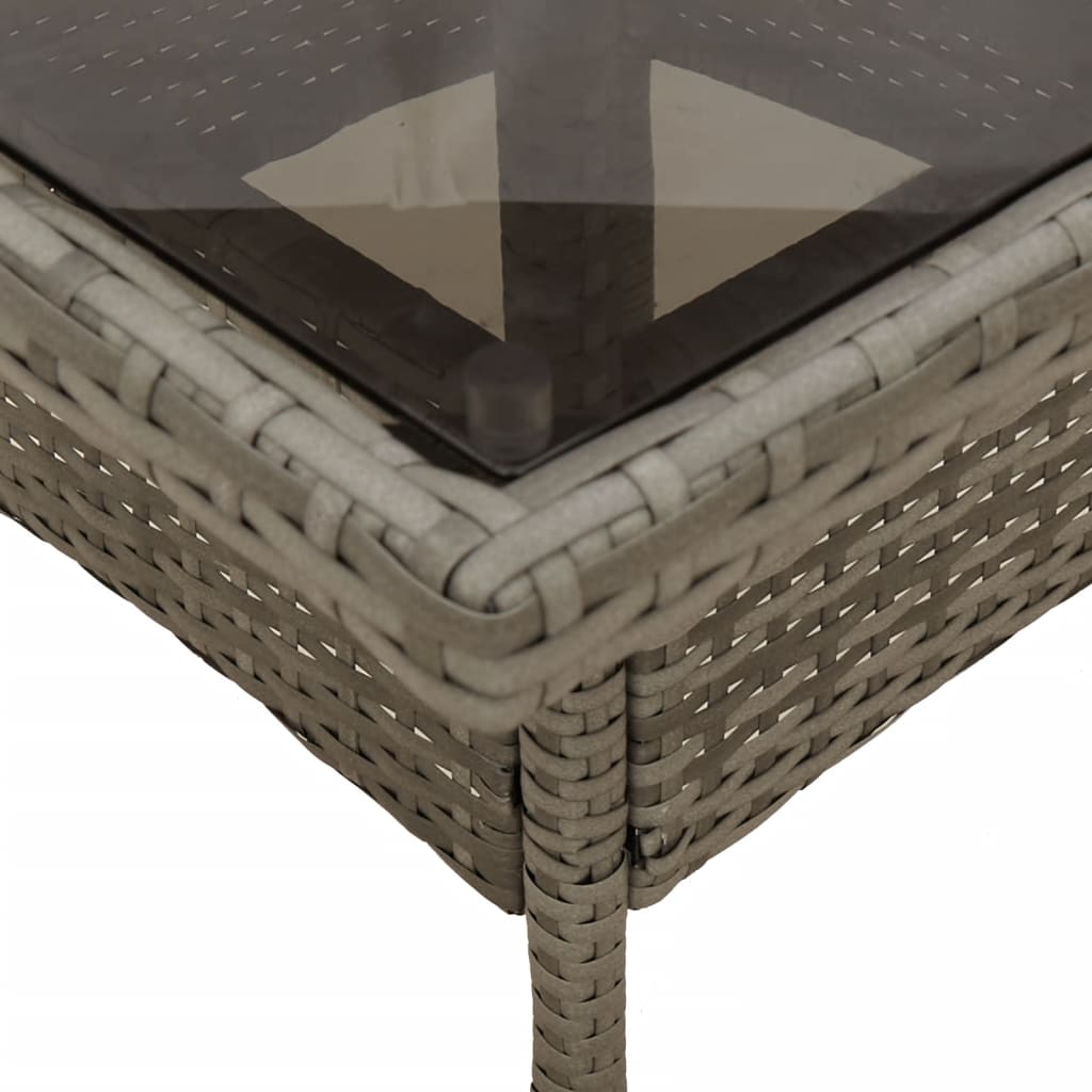 5 részes szürke polyrattan/üveg kerti étkezőgarnitúra párnával