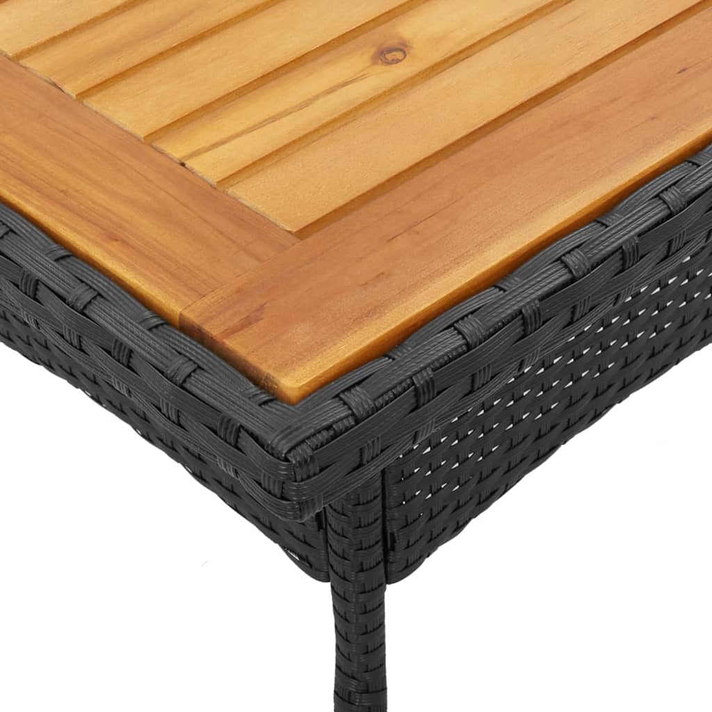 5részes fekete polyrattan/akácfa kerti étkezőgarnitúra párnákkal