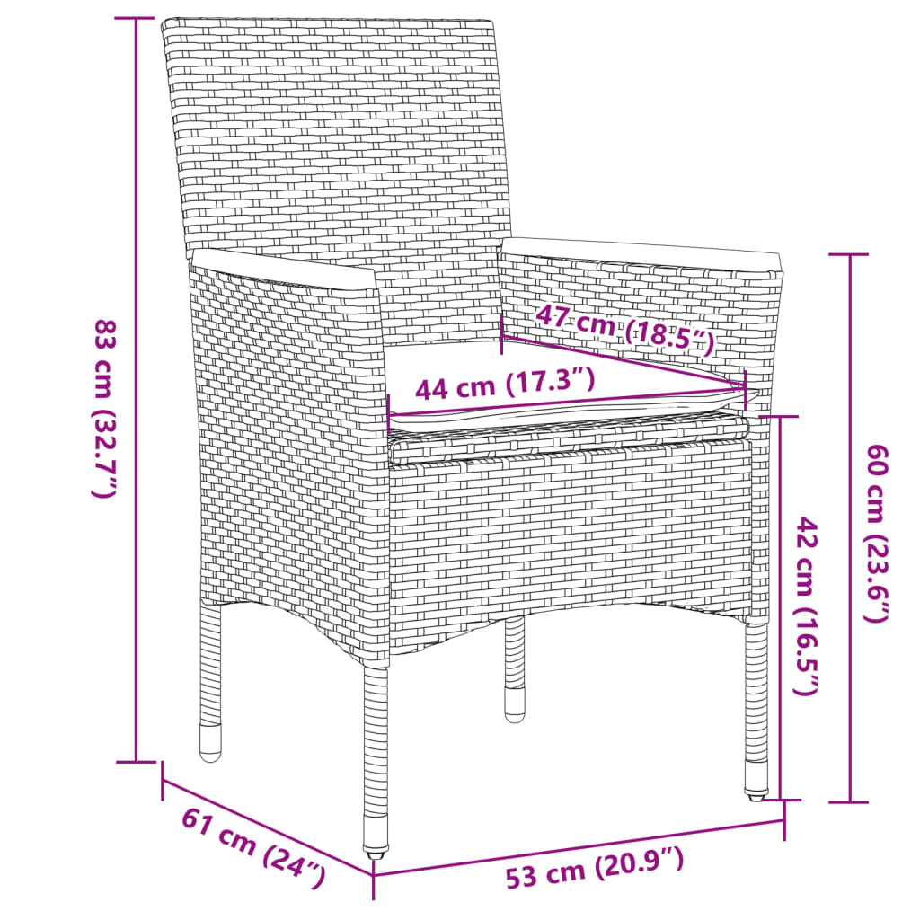 3részes szürke polyrattan/akácfa kerti étkezőgarnitúra párnával
