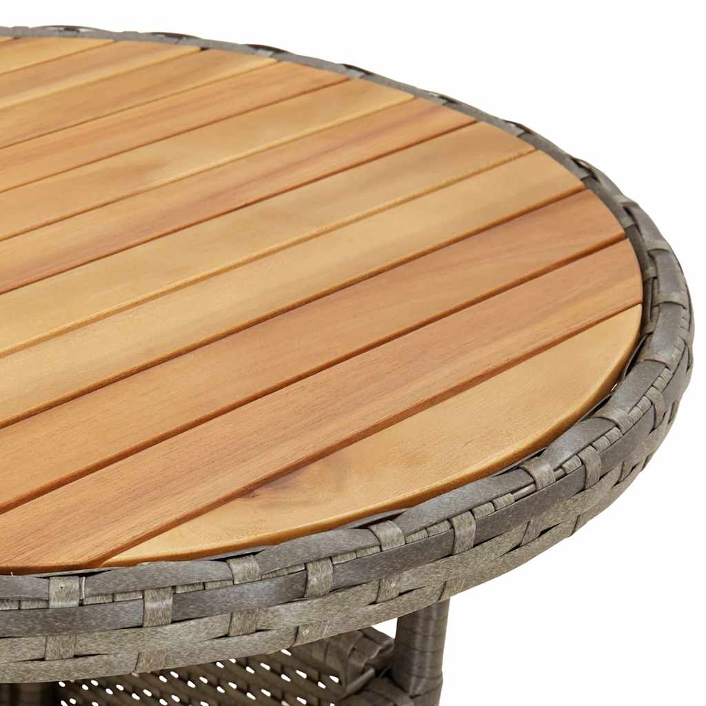 5részes szürke polyrattan/akácfa kerti étkezőgarnitúra párnával