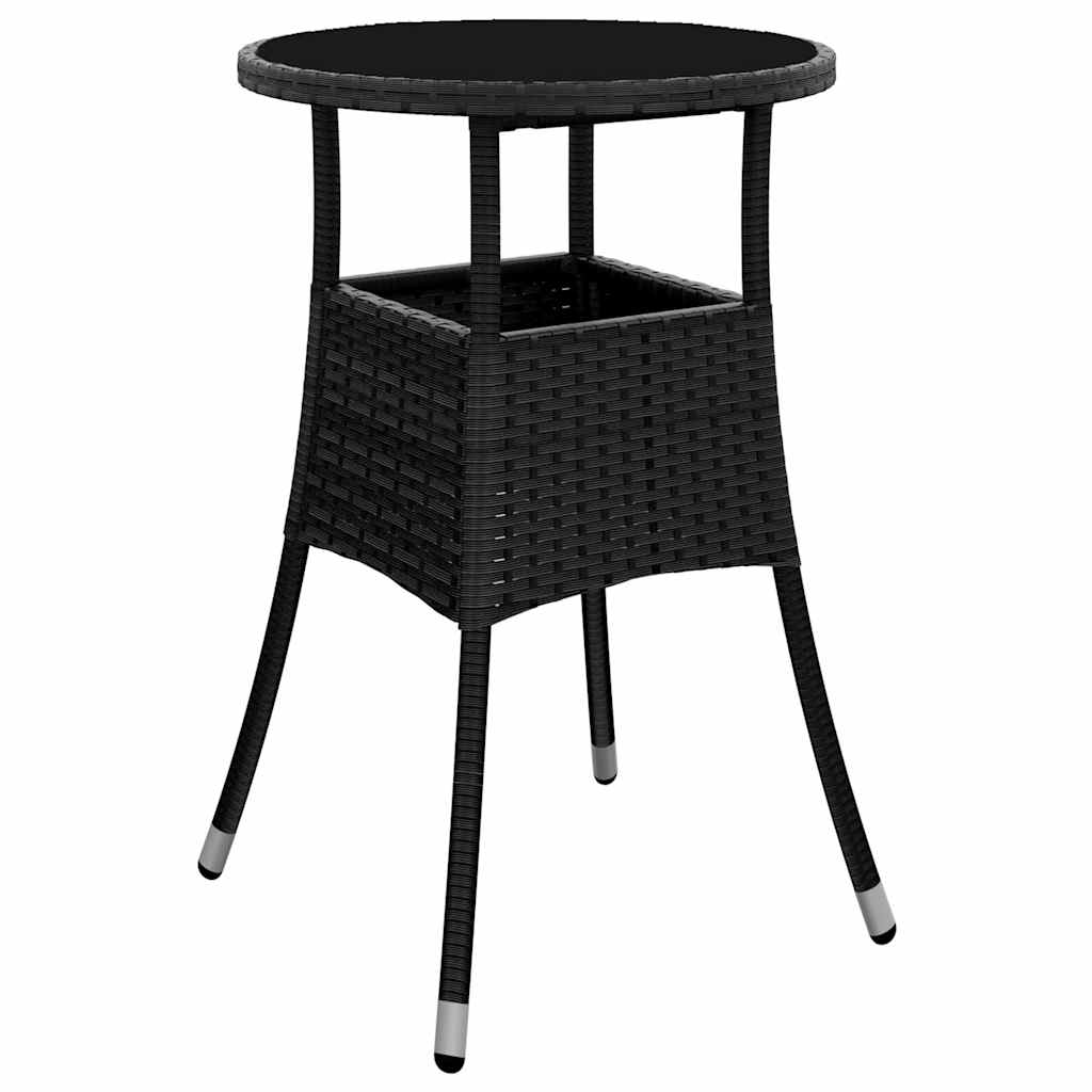 3 részes fekete polyrattan/üveg kerti étkezőgarnitúra párnákkal